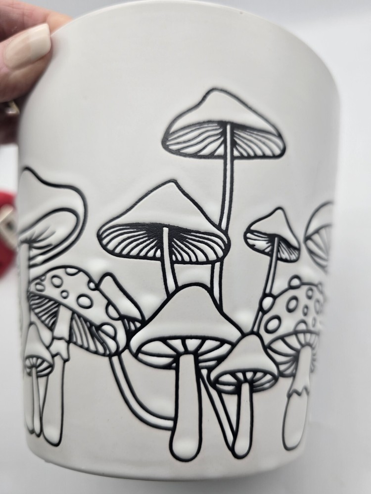 Heavy Ceramic Mushroom Planter White Pot Gardening ~ Retro Boho Spring Easter