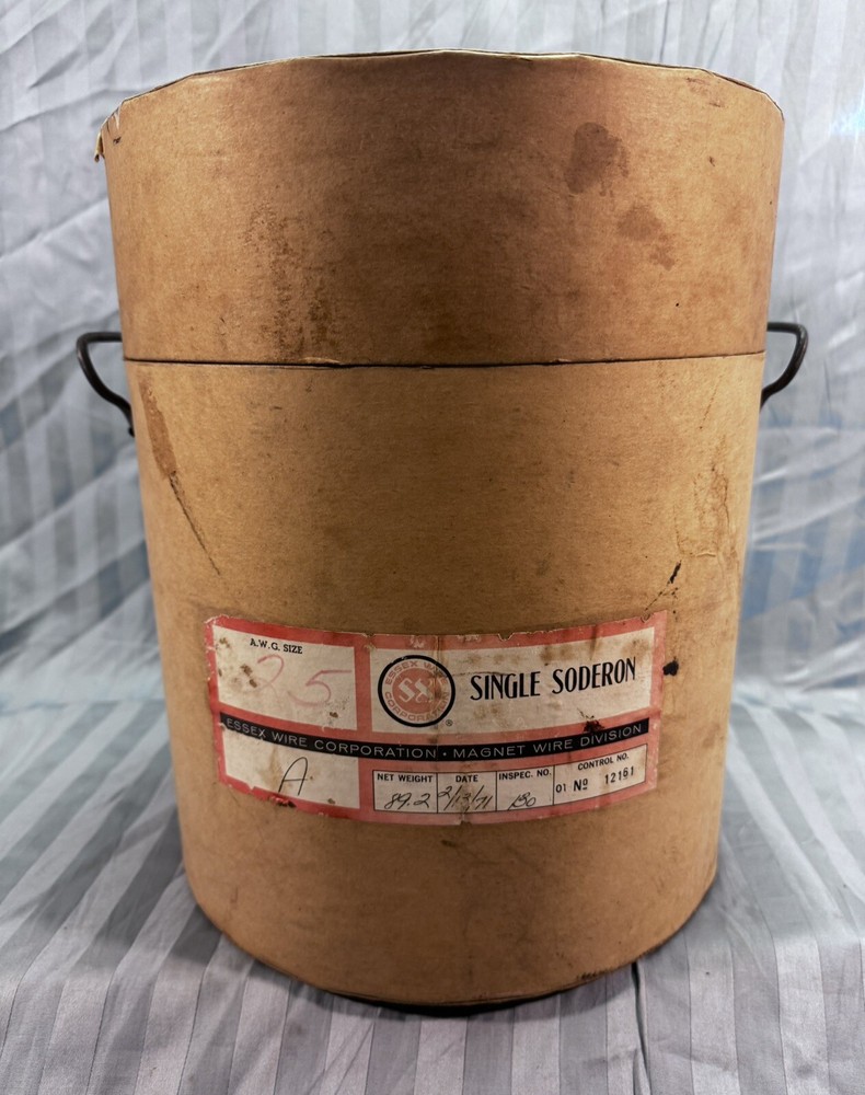 Vintage Essex Wire Corp Empty Magnet Wire Spool Cardboard Box Single Soderon