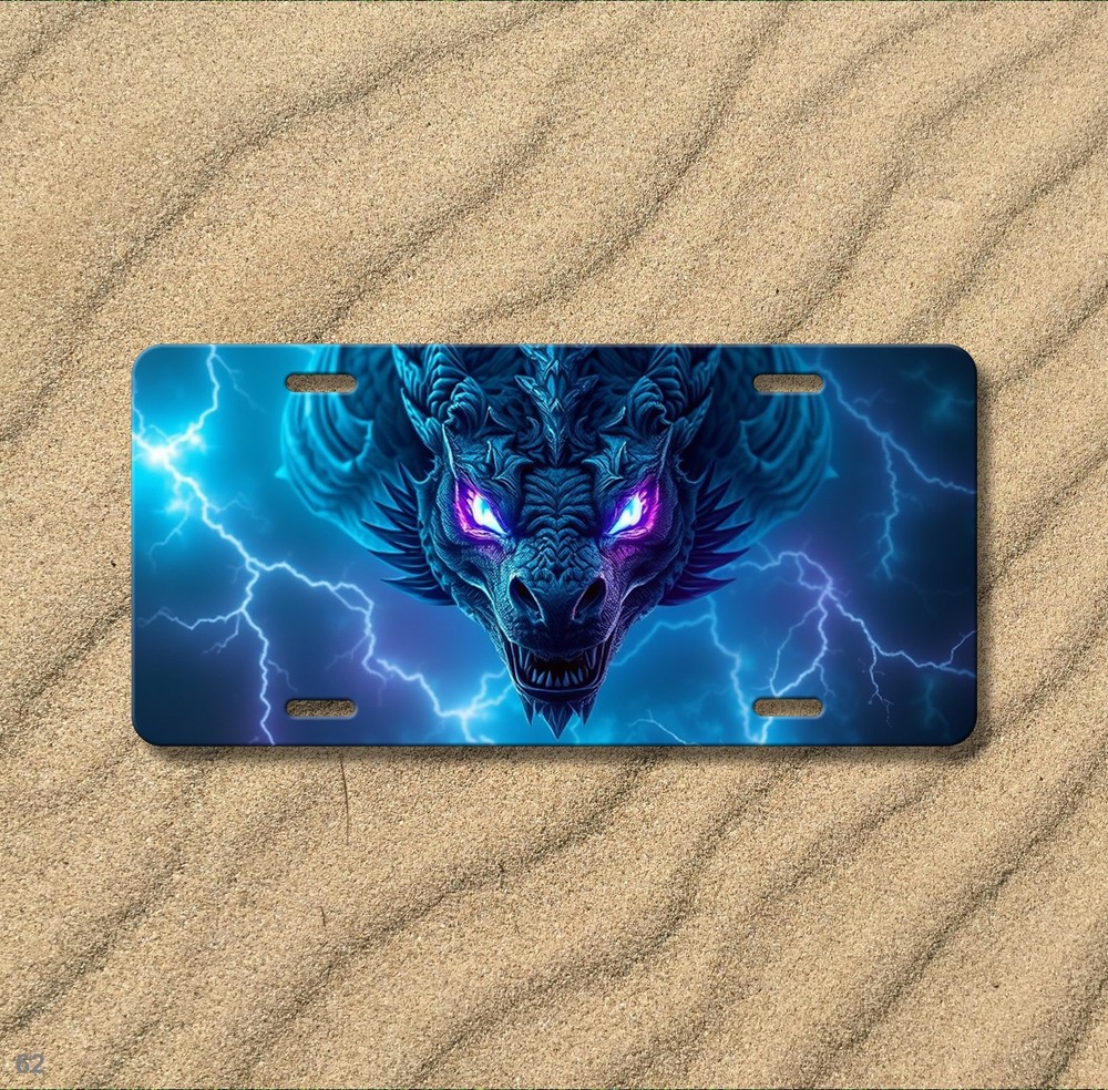 Dragon License Plate Elemental Dragon Visual Art Text Option Available Unique Gi