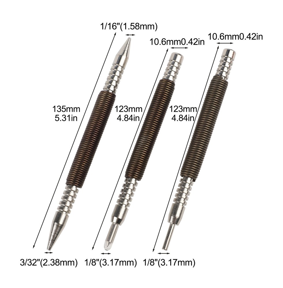 Effective Spring Loaded Woodworking Tool Set with Center Pin Punch 3PCS