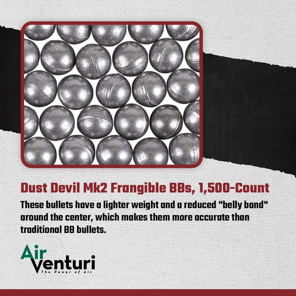 Air Venturi Dust Devil Mk2 Frangible BB Bullets, Gun Ammo, 0.177", Grey