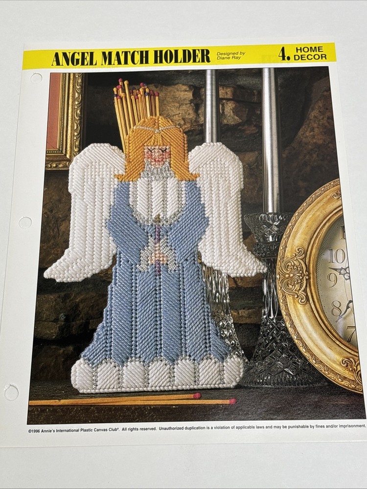 Angel Match Holder Annie's Attic Plastic Canvas Pattern Page
