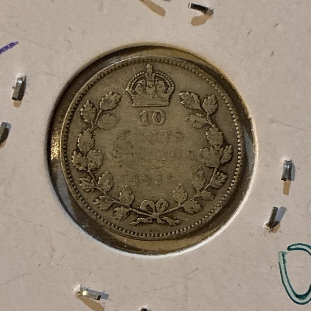 Rare Silver 1914 Canadian 10c-c2