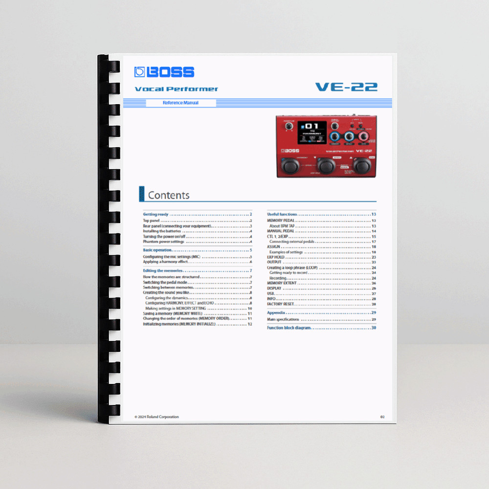 Owners Manual for BOSS VE-22