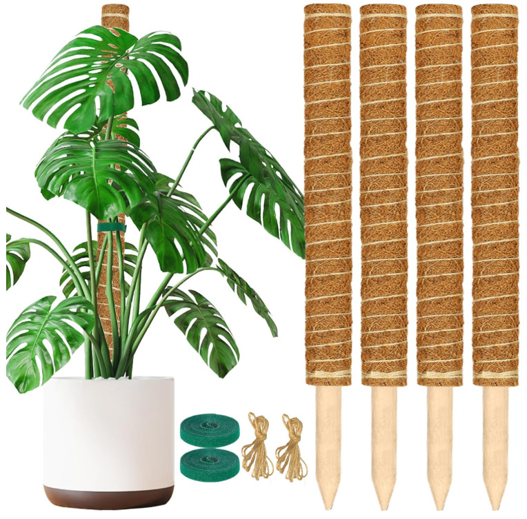 Moss Pole, 4 Pack 17inch Monstera Plant Support Stackable Moss Poles for Plan...
