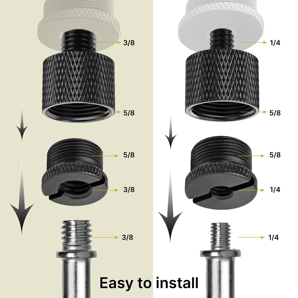 Microphone Stand Adapter Set 8 Pieces for Various Thread Sizes and Tripod Use