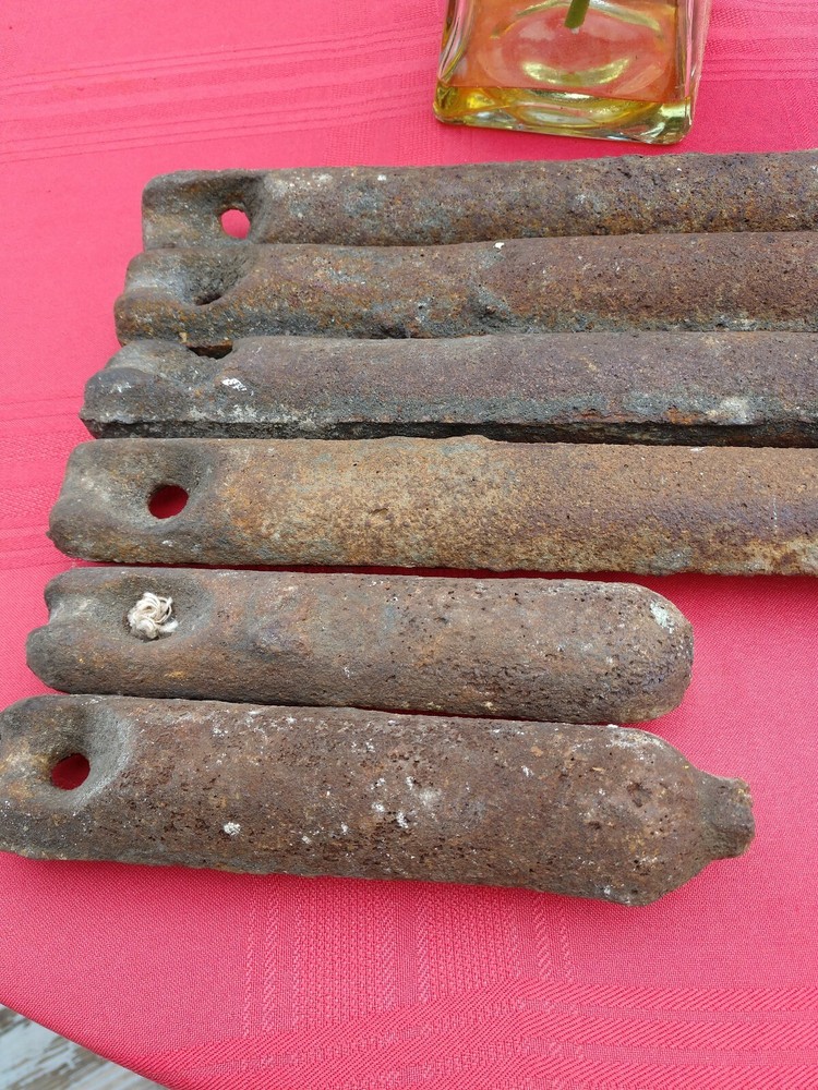 6 Vintage Cast Iron Window Weights