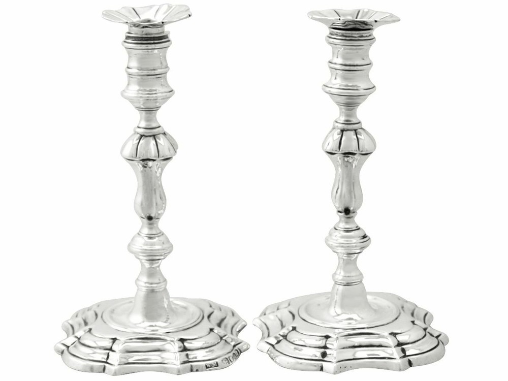 Victorian Sterling Silver Taper Candlesticks 1800s