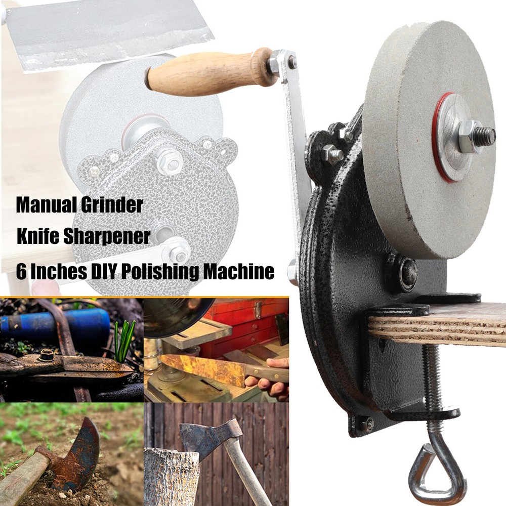 6” Hand Grinder Bench Mount Hand Crank Grinder Sharpener Tool Knives Sharpener