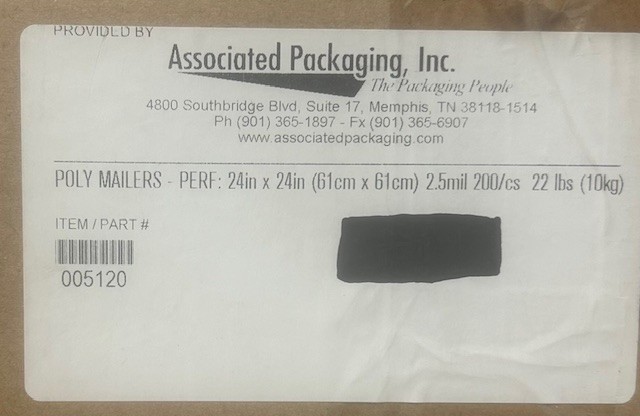 POLY MAILERS-PERFORATED, 24x24, 2.5 mil, 200 PER CASE
