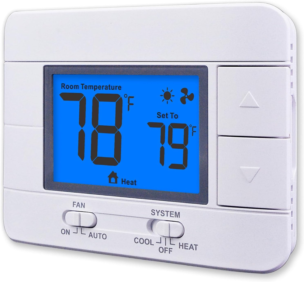 Non Programmable Thermostat for Home 1 Heat/ 1 Cool Single-Stage System, with Ro