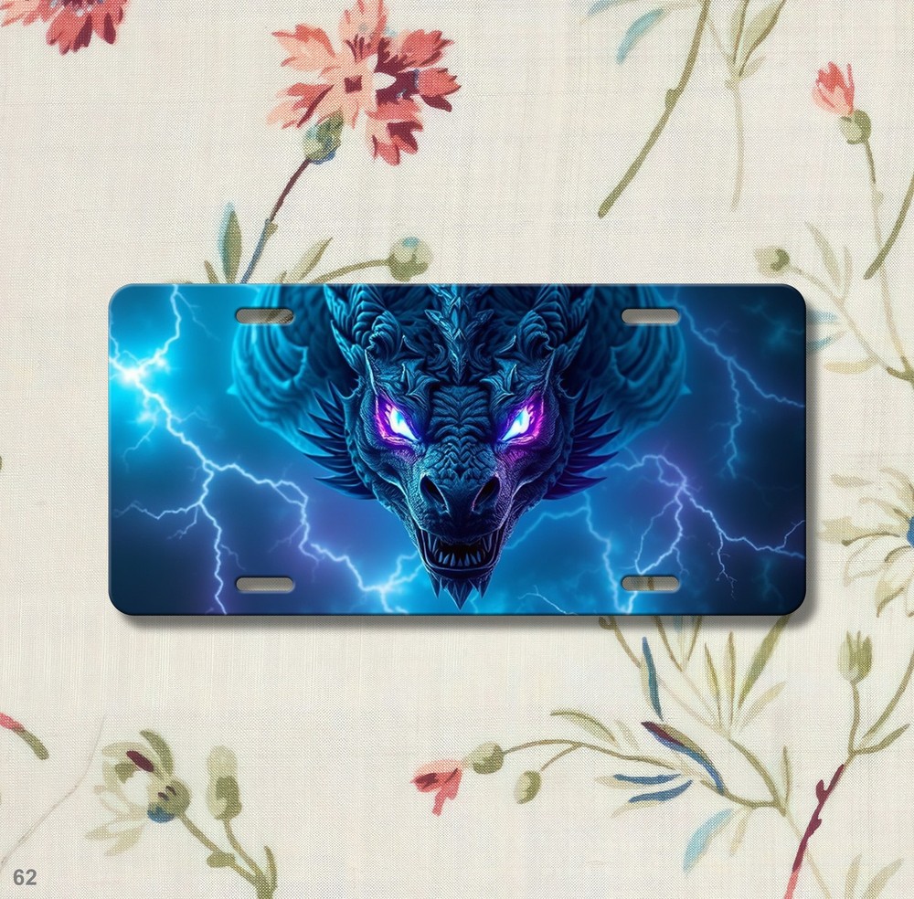 Dragon License Plate Elemental Dragon Visual Art Text Option Available Unique Gi