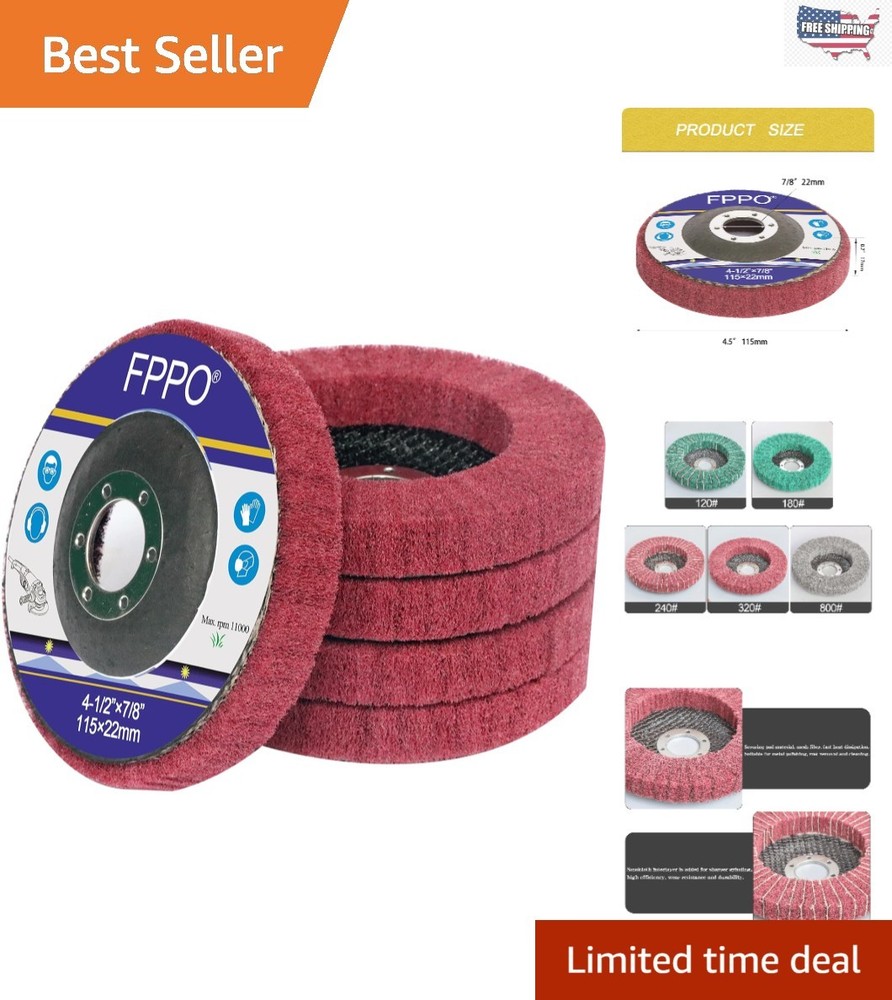 Durable 4.5" Nylon Flap Discs 320 Grit for Versatile Grinding & Polishing