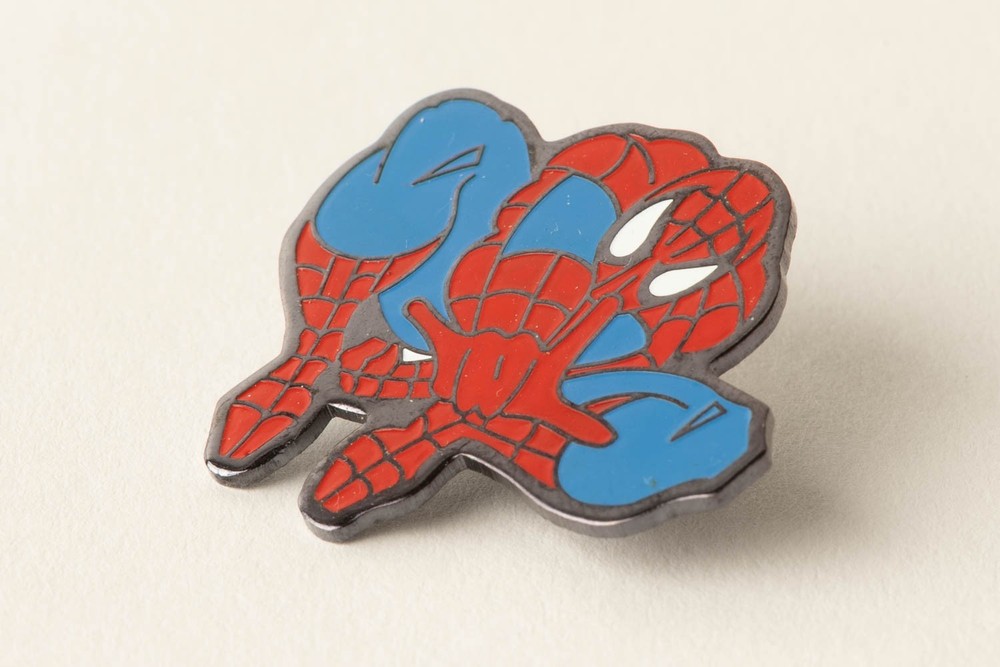 Spiderman Silver Metal & Enamel Pin Marvel Planet Studios Vtg