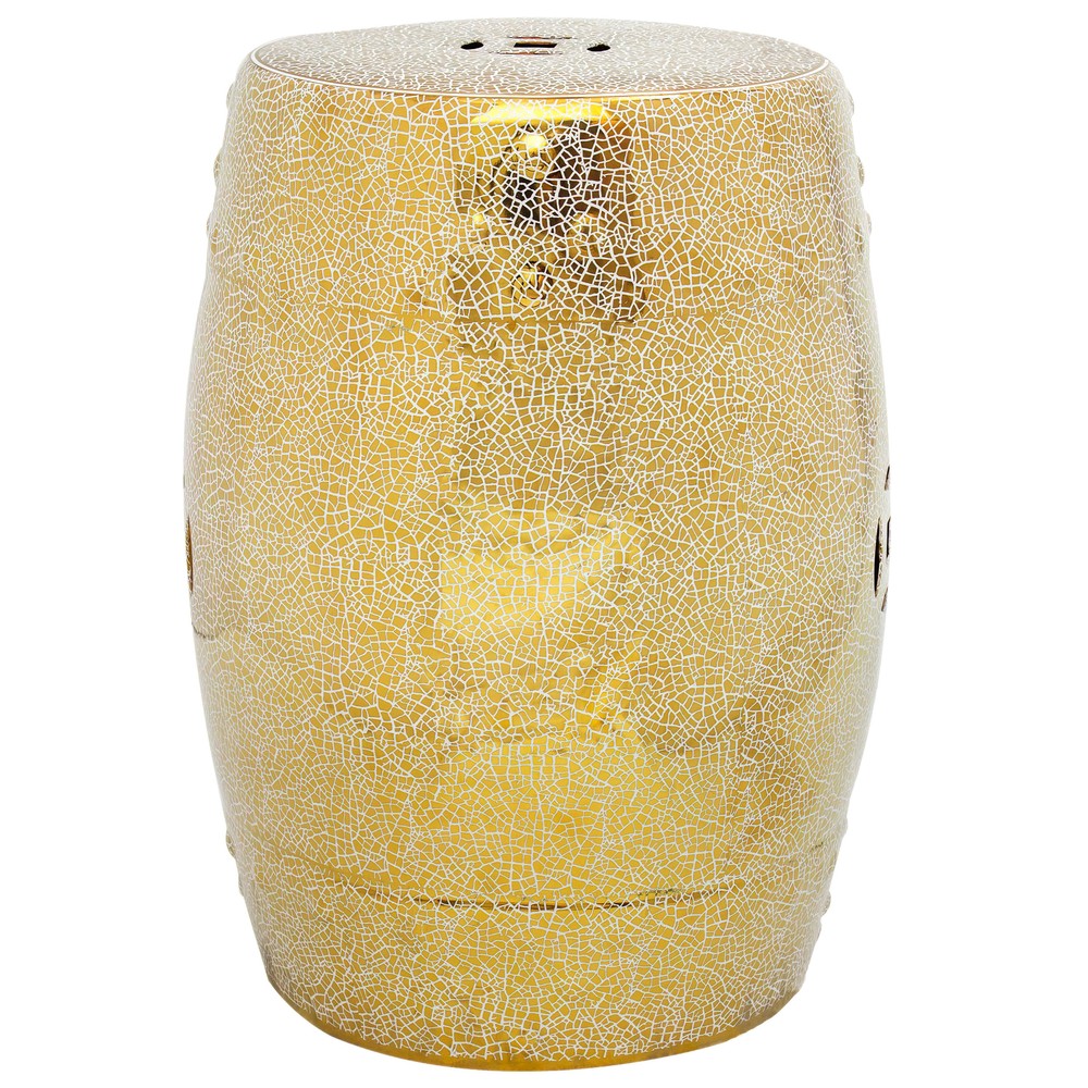 18" Gold Crackle Garden Stool