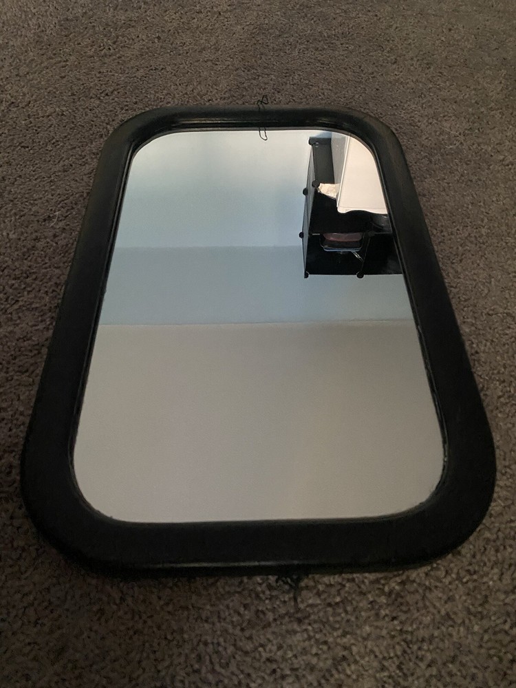 Vintage Painted Black Round Edge Rectangle Mirror