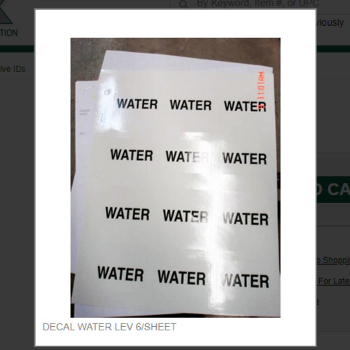 DECAL WATER LEV 6/SHEET # D37/38-W