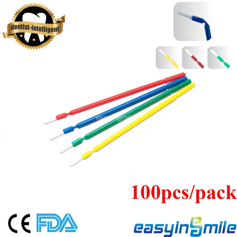 100Pcs EASYINSMILE Dental Disposable Micro Brush Bendable Applicators 4 Assorted