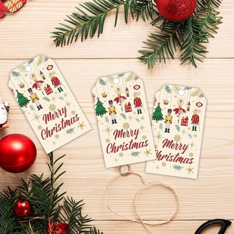 Classic Christmas Gift Tags Durable String Hang Tags Blank Space Write On New