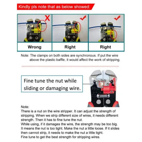 Wire Strippers Stripping Cable Cutter Plier Multi-function Handle Tool 10-24 AWG