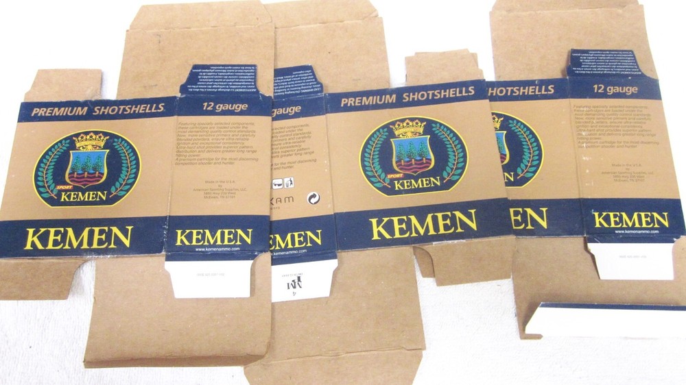 3 EMPTY KEMEN PREMIUM SHOTSHELL BOXES SHOTGUN SHELL RELOADER RELOADING