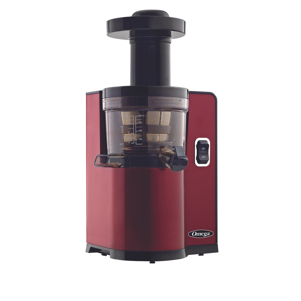 Omega Cold Press Masticating Vertical Low-Speed Juicer, in Red