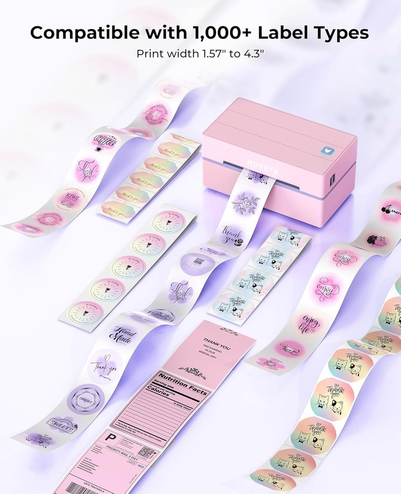 Bluetooth Thermal Label Printer, 130B Wireless 4x6 Shipping Label Printer