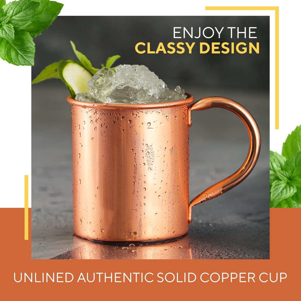 Moscow Mule Copper Mug 16oz Solid Unlined Authentic Cocktail Mug NEW