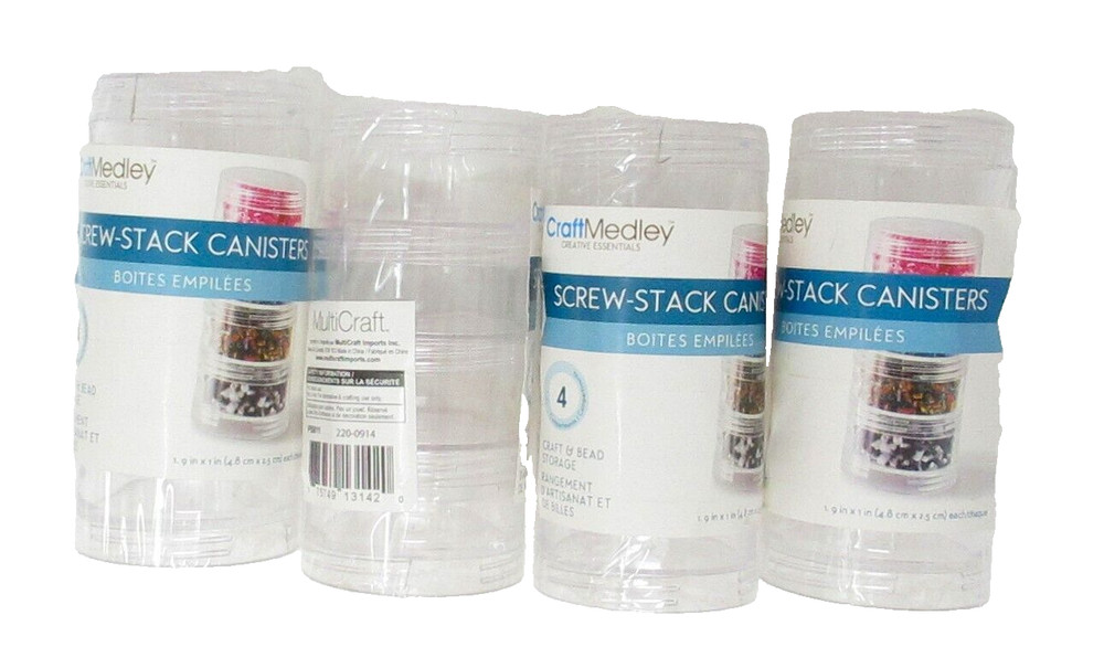 Screw Stack Canisters 4ct X 4 (16 total) bead storage CraftMedley MultiCraft