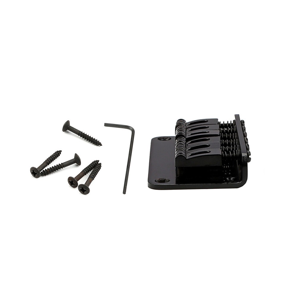 Black 6 String Hardtail Fixed Guitar Bridge for Electric Guitar with Wrench