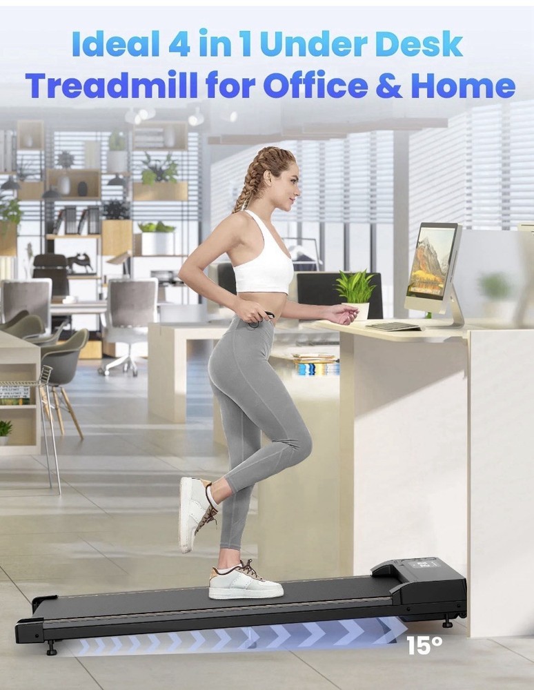 Under Desk Electric Treadmill Remote Control LED Display 300 lb Foldaway Compact