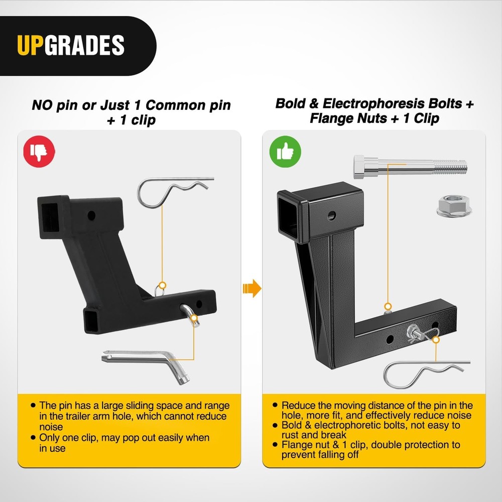 Nilight Trailer Hitch Extension Riser for 2 Inch Receiver with 10 Inch Rise Drop