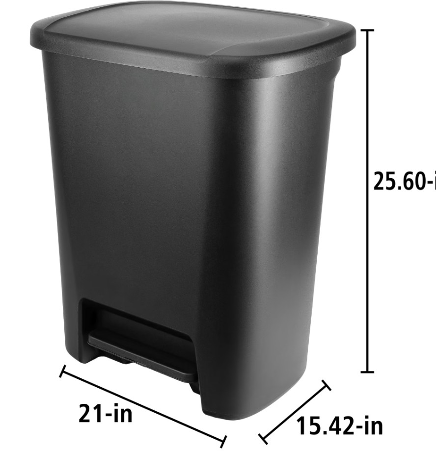 Hefty Kitchen Trash Can, 20.1 Gallon Plastic Step Garbage Bin with Foot Pedal Li