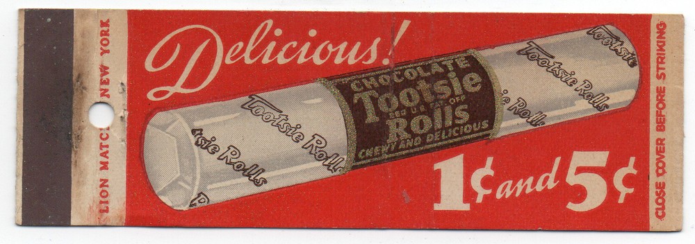 1930s Tootsie Roll Advertising Matchbook Cover