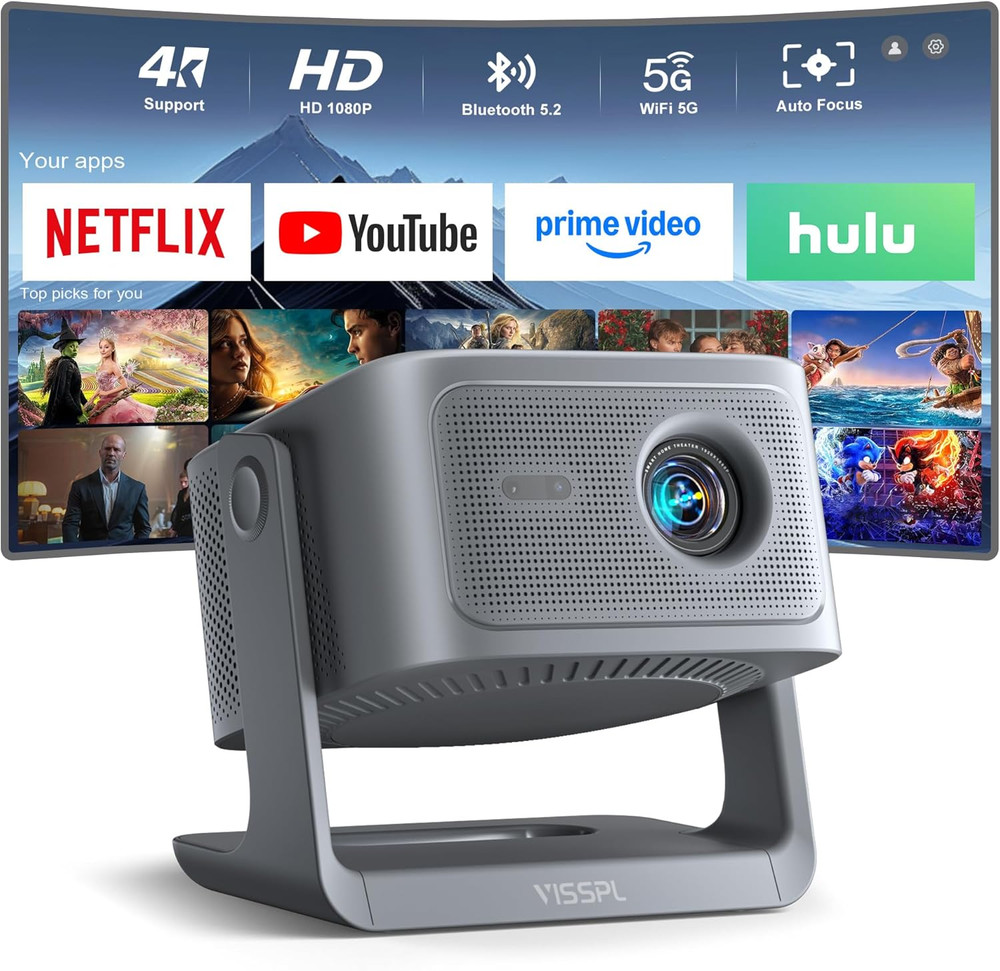 【2200ANSI & Officially-Licensed App】Smart 4K Projector with Wifi and Bluetooth,