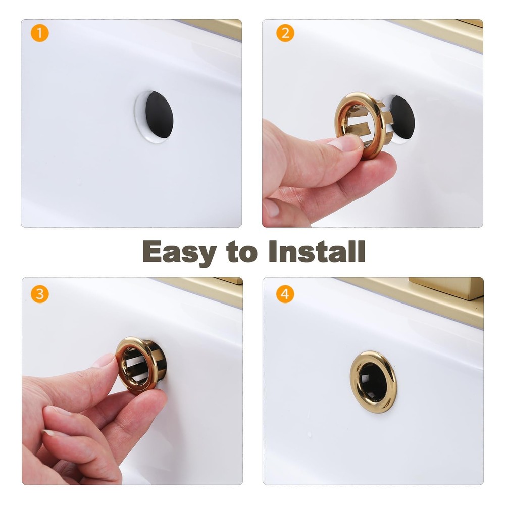 Sink Overflow Ring Brushed Gold: ARCORA 2 Pack Bathroom Gold-2
