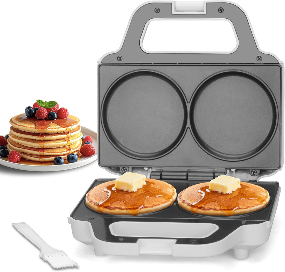Double Mini Pancakes Maker Machine, Arepa Maker, Electric Pancake Maker Gridd...