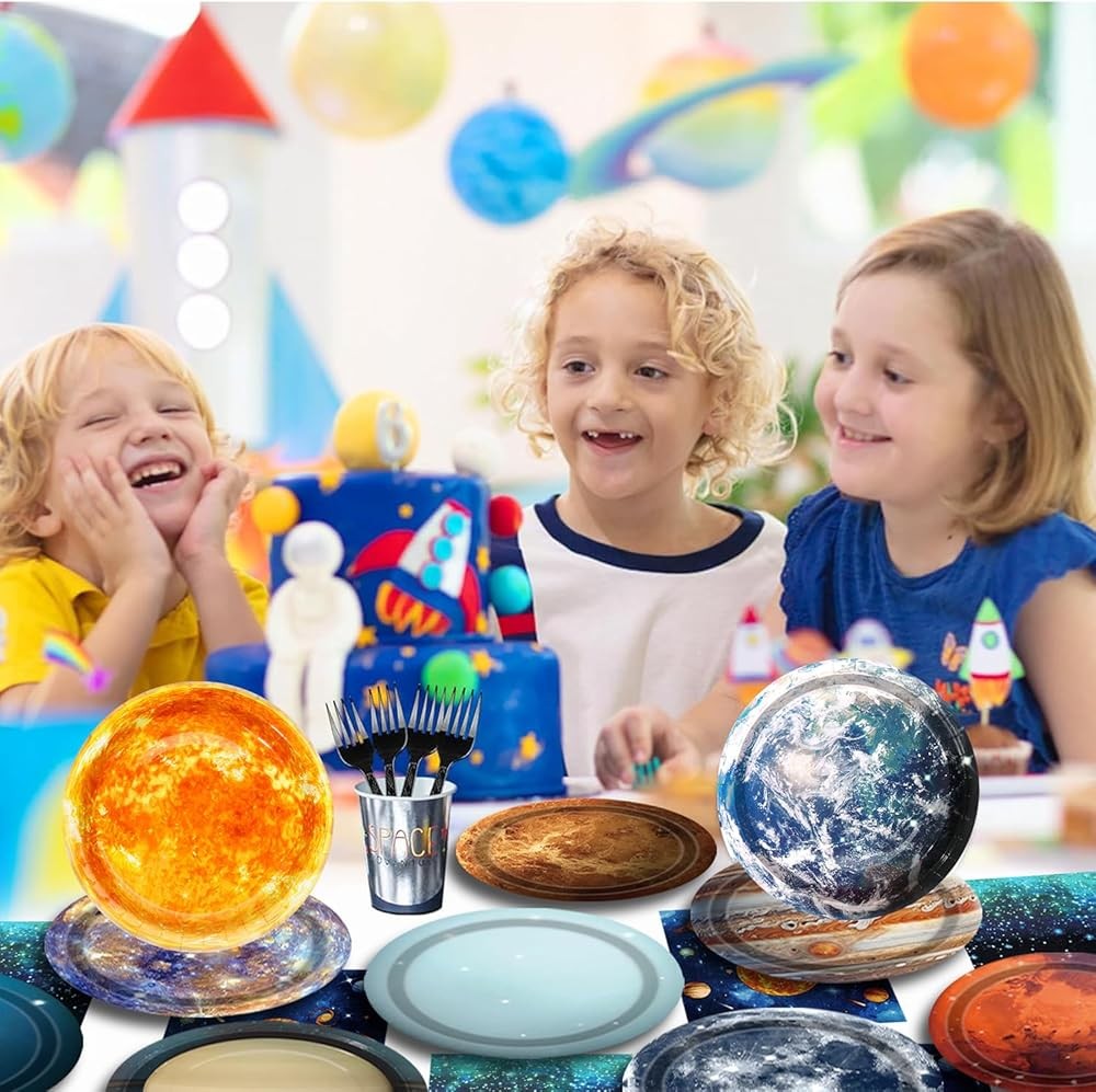 Space Theme Party Decorats Galaxy Planet Outer Space Disposable Plates
