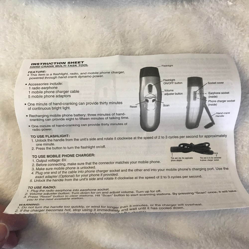 avon hand crank multi task tool - 2007 - voltage output 6v