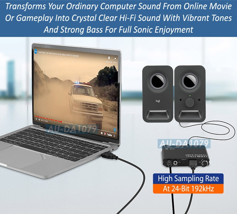 2-in-1 DAC Digital Audio decoder USB Sound Card Plug-n-Play 192kHz High Sampling