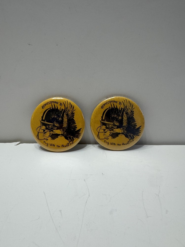 Vintage 1981 Homecoming Fly with the Hawks  button pinback (2)