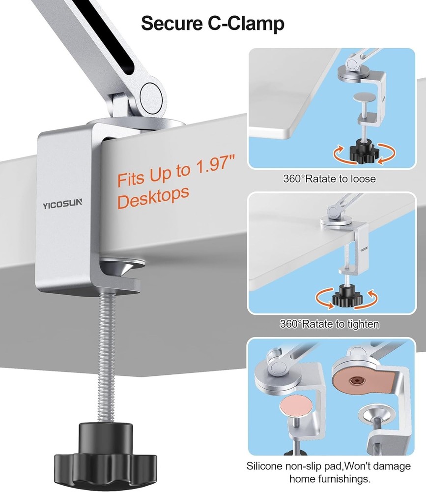 Adjustable Tablet Arm Mount with Super Grip Clamp