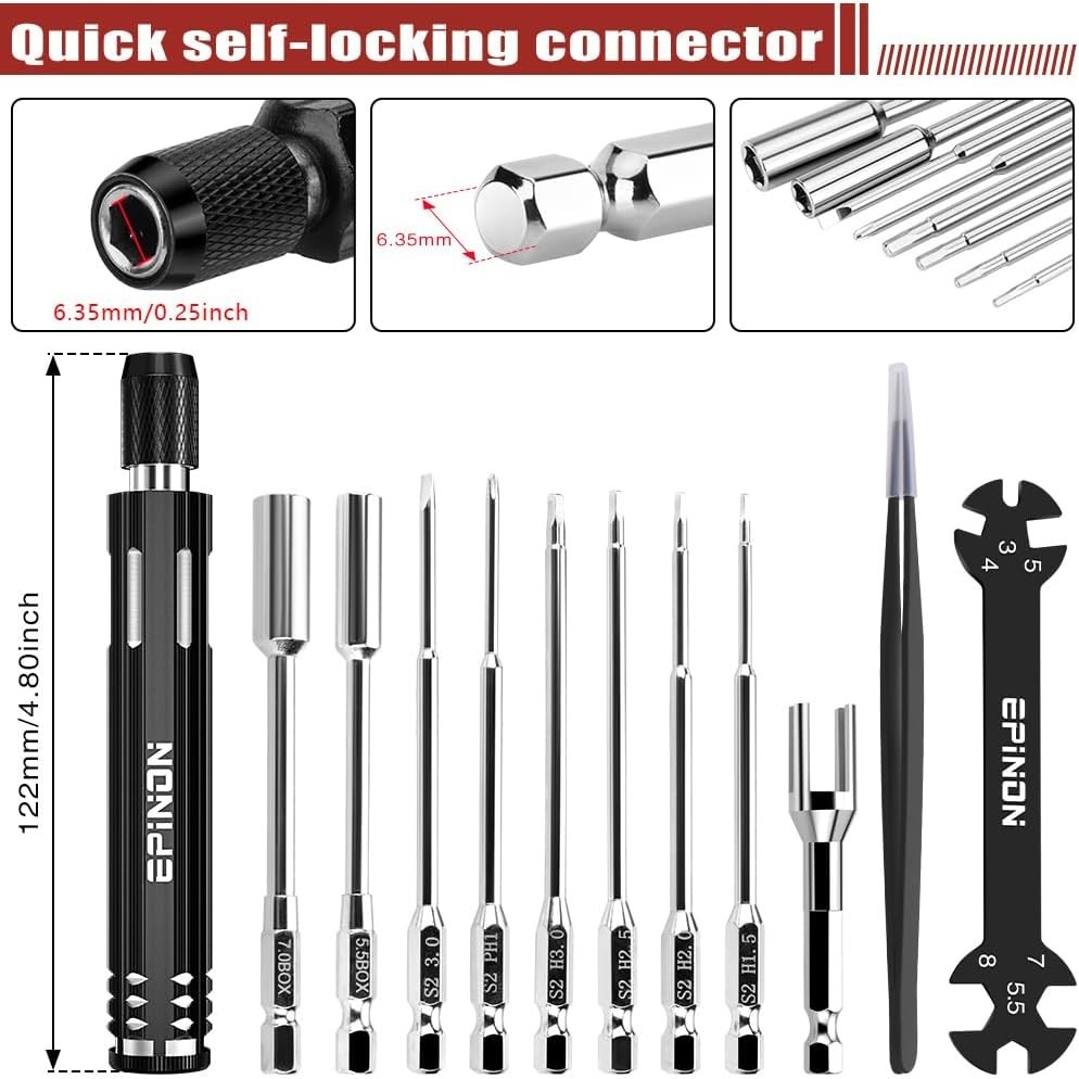 360 Rotating RC Car Work Stand with 520pc Screw Kit & Hex Driver Tool Set 1/10