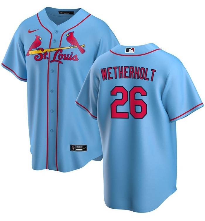 Men's JJ #26 Wetherholt All Stitched Jersey Light Blue