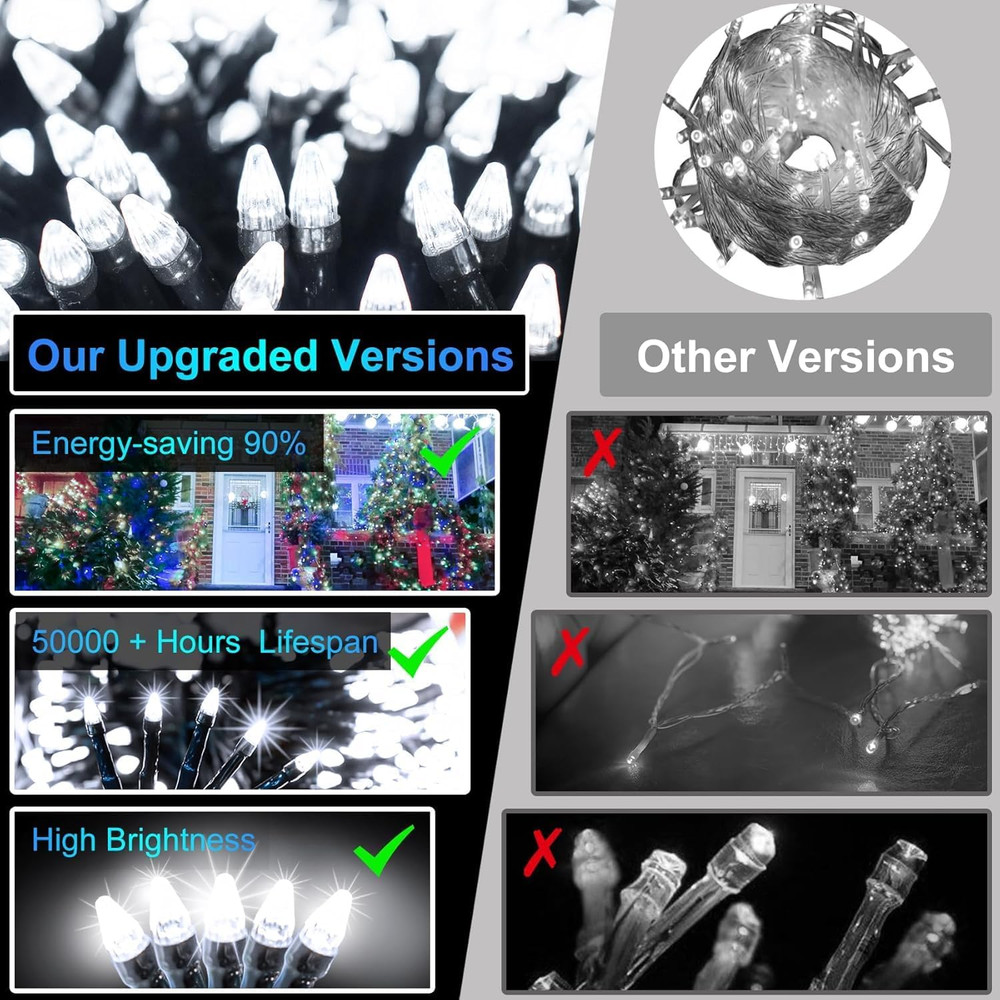 1500 LED 470FT Christmas String Lights, 12 Modes and Timer Memory Dimmable, Plug