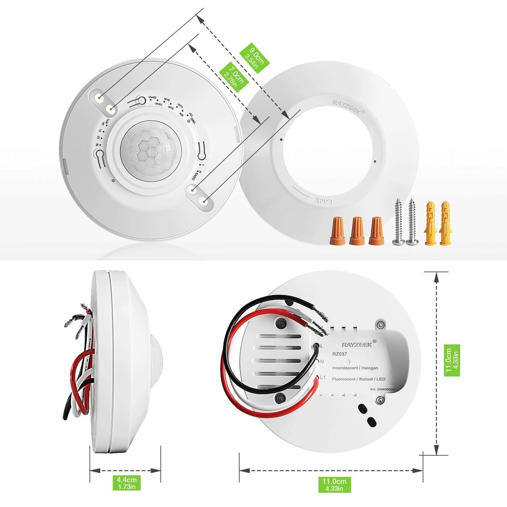 RAYZEEK Ceiling Sensor Light Switch,360 Degree Occupancy Sensor,10A,120V Hard...