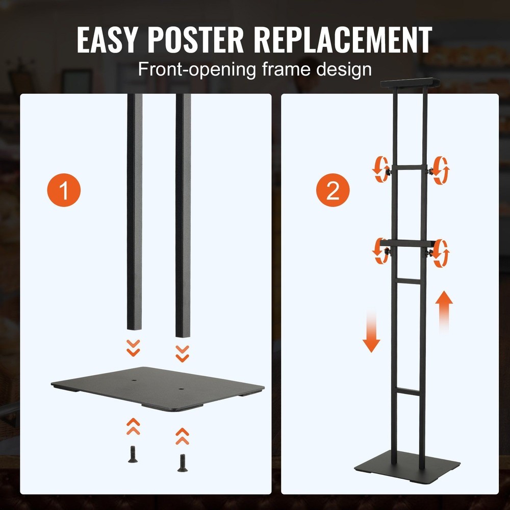 Shock-Absorbent Base Poster Stand Adjustable 75in Double-Sided Function