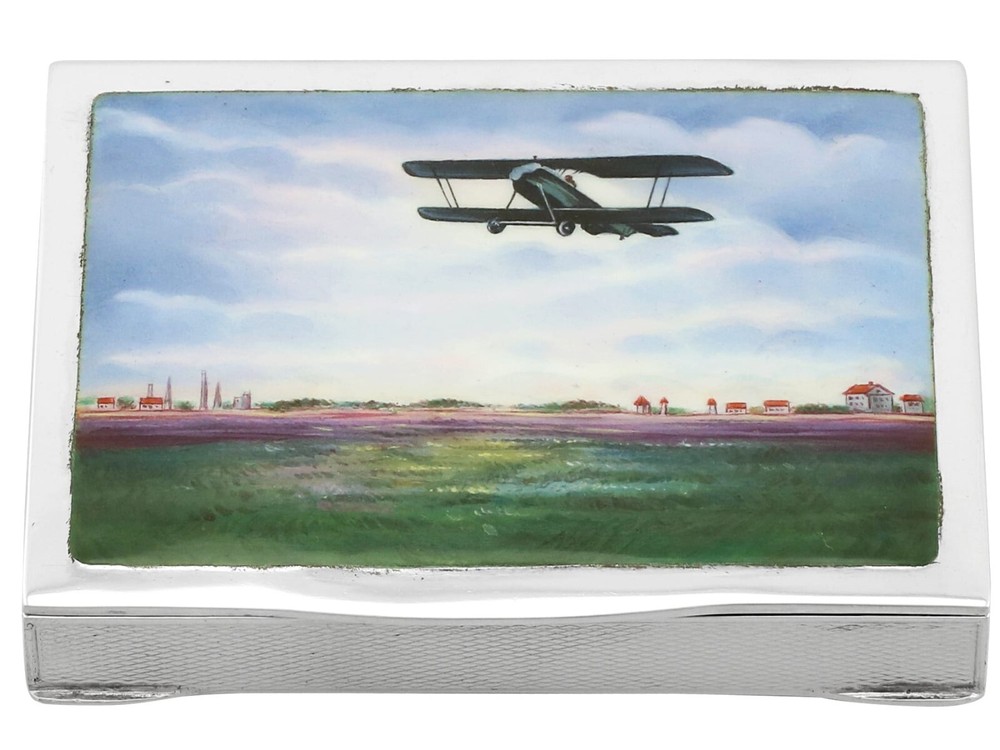 Antique German Silver and Enamel Box 1920s