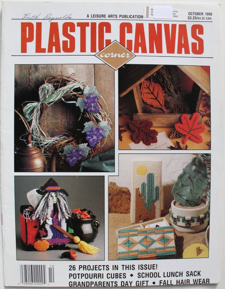 Vintage Plastic Canvas Magazine Pattern Book Oct 1990 26 Projects Fall Halloween