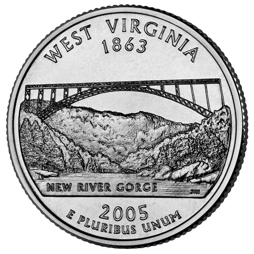 2005 D West Virginia State Quarter.  Uncirculated From US Mint roll.
